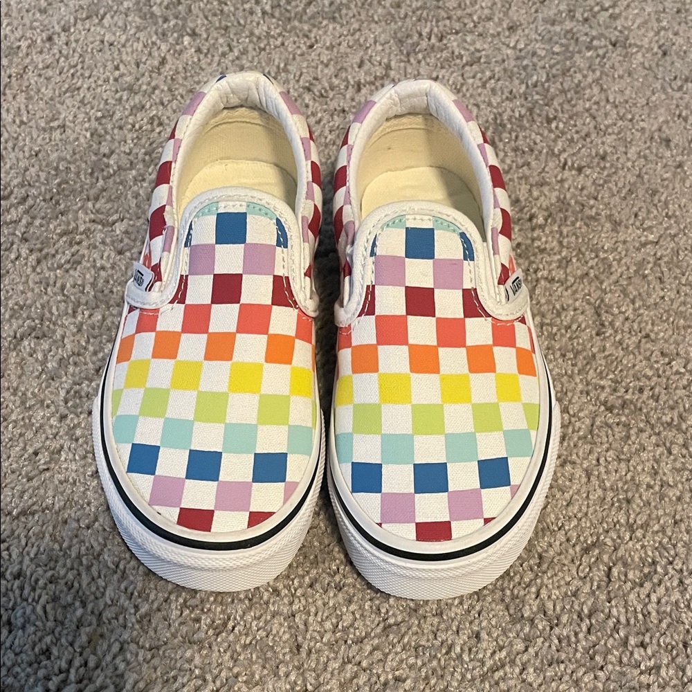 Vans Kids Colorful Checkered Slip-On Sneakers